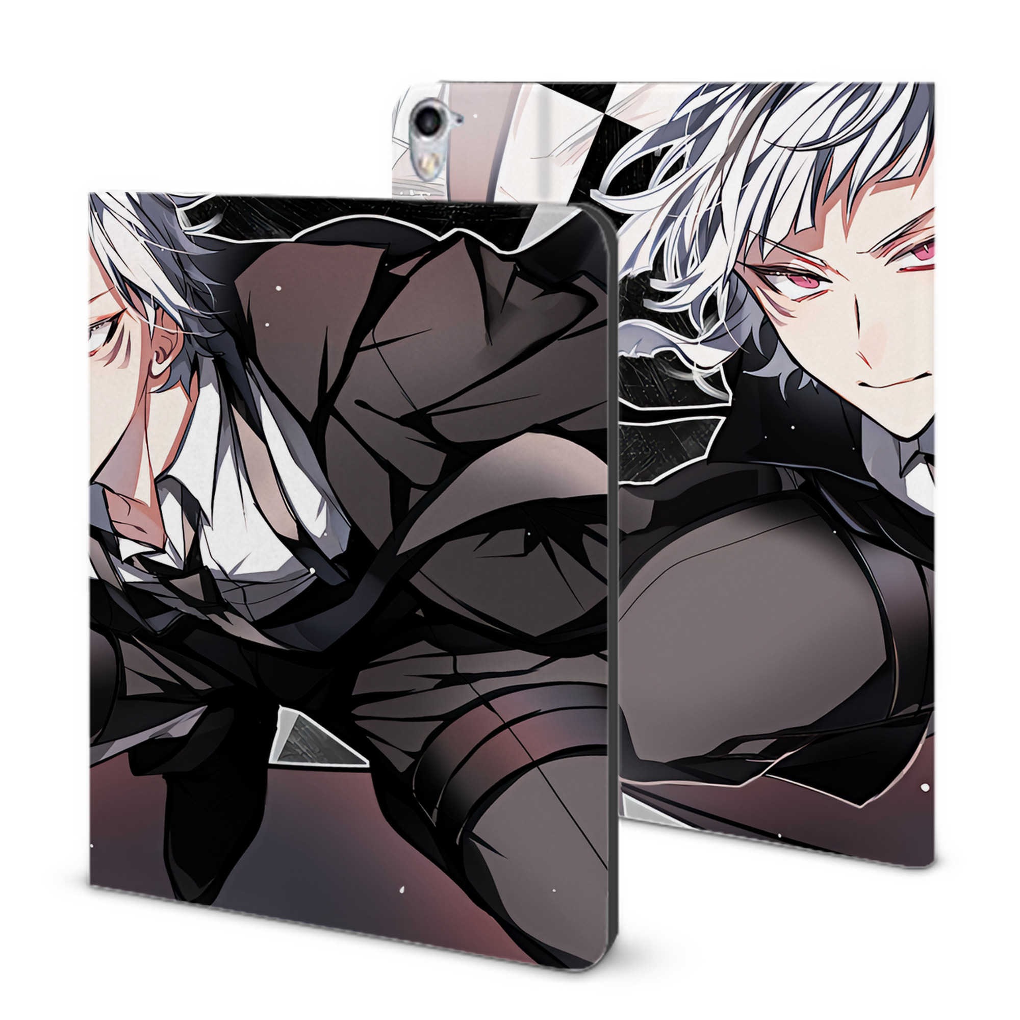 （画像用） 文豪ストレイドッグス Bungo Stray Dogs IPad ケース ブック型 PUレザー TPU 耐衝撃 軽量 薄型 ペン収納なし 全面保護 IPad 各モデル対応